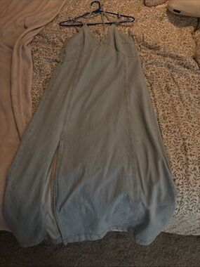 Light Wash Denim Maxi Slip Dress